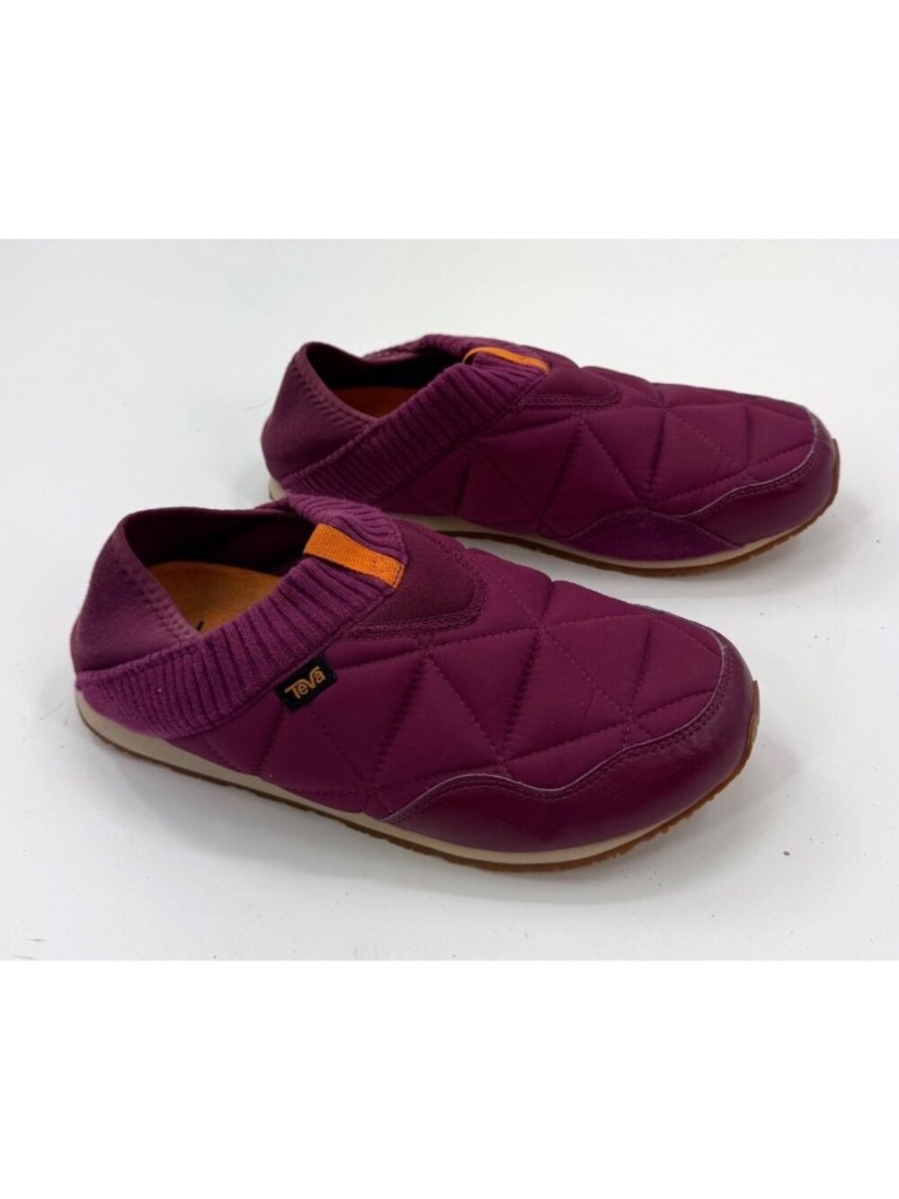 Teva Ember Moc Quilted Slip-On Shoes Womens Size 10 Plum Purple With Orange Acce